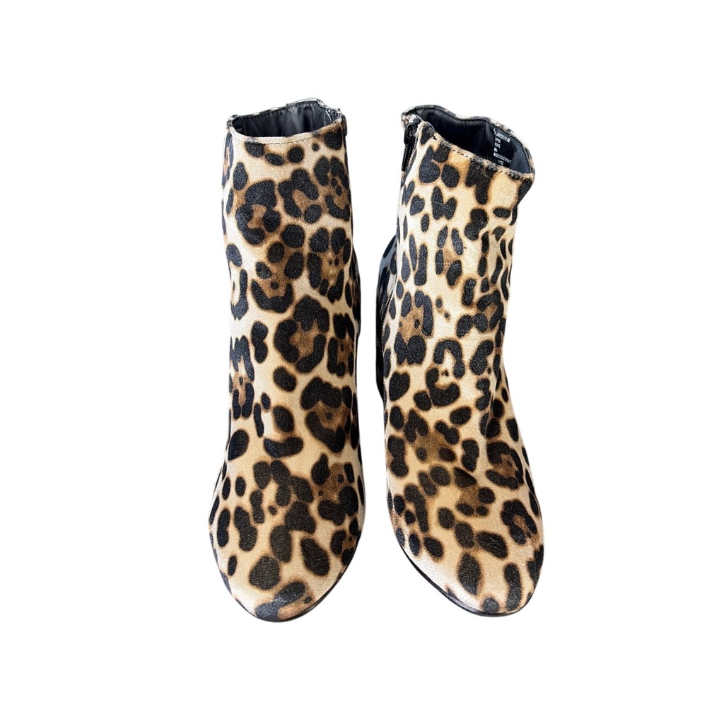Madden Girl Leopard‎ Print Block Heel Ankle Booties Tan Black Animal Print 8.5 - Picture 3 of 11
